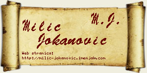 Milić Jokanović vizit kartica